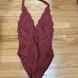 Pink Lace One Piece Bathing Suit